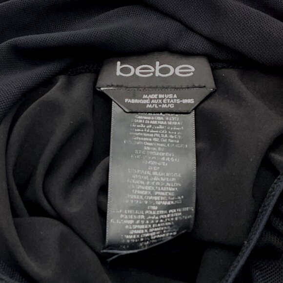 Bebe Cap Sleeve Round Neck Black Mesh Inserts Bodycon Dress Medium/Large - Picture 4 of 6